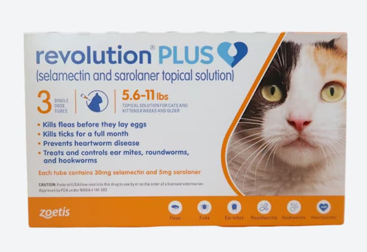 Revolution Plus For Cats (5.6lbs - 11lbs/2.6kg-5kg) - Orange